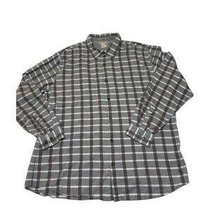 Carbon 2 Cobalt Button Shirt Plaid Grey / Brown Long Sleeve 100 % Cotton Mens XL